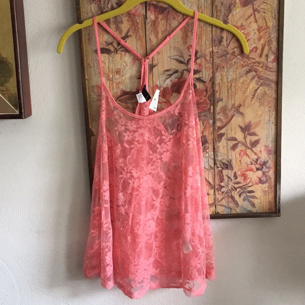 NWT H&M HM LACE STRETCH BOHO FLORAL LACE LIGHTWEIGHT TANK TOP 4